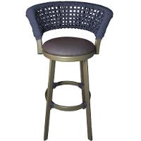 4 Banqueta Somália Em Alumínio E Corda Náutica Jardim Azul Marinho - 3