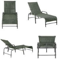 2 Espreguiçadeira Catar E 1 Mesa Garden Cor Preta Verde - 5