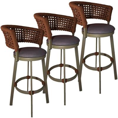 3 Banqueta Giratória Em Alumínio Balcão Jardim, Edícula Marrom