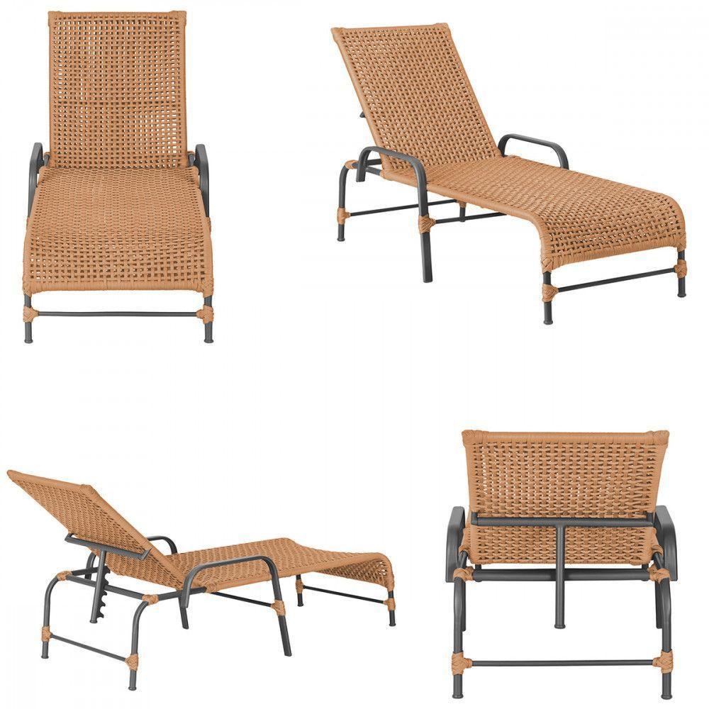 2 Espreguiçadeira Catar E 1 Mesa Garden Cor Preta Terra Cota - 5