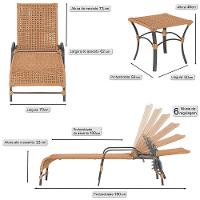 2 Espreguiçadeira Catar E 1 Mesa Garden Cor Preta Terra Cota - 2