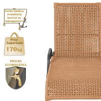 2 Espreguiçadeira Catar E 1 Mesa Garden Cor Preta Terra Cota