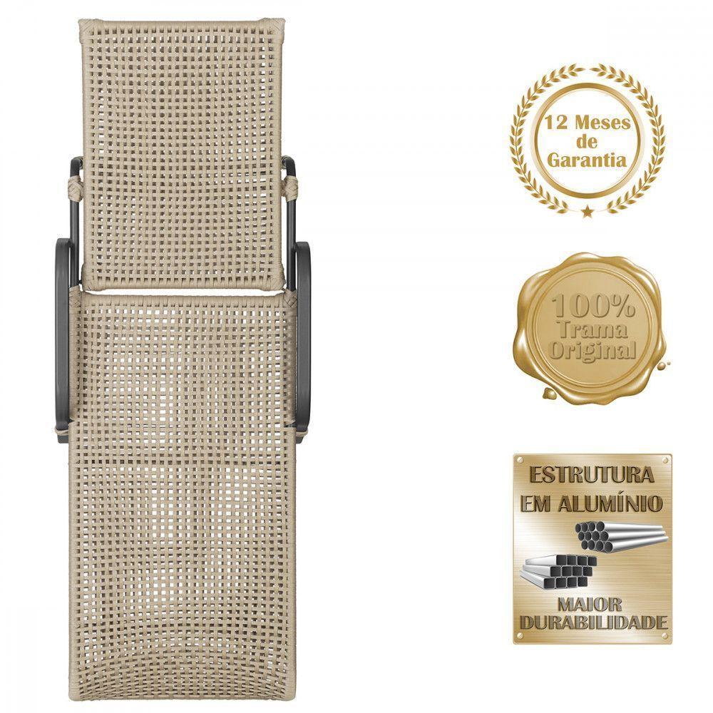 2 Espreguiçadeira Catar E 1 Mesa Garden Cor Preta Rami - 3