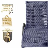 2 Espreguiçadeira Catar E 1 Mesa Garden Cor Preta Azul