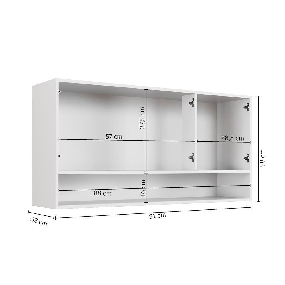 Armário Aéreo New 3 Portas Arte Móveis Branco - 2