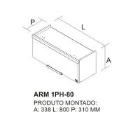 Armário Aéreo Horizontal De Cozinha 80cm 1 Porta New Porto - Itatiaia Freijó/grafite - 2