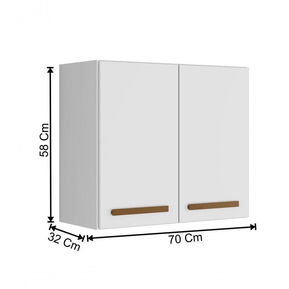Armário Aéreo Cristal 2 Portas Arte Móveis Branco - 3