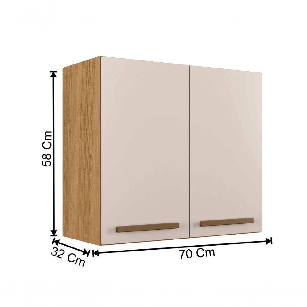 Armário Aéreo Cristal 2 Portas Arte Móveis Cinamomo-off White - 2