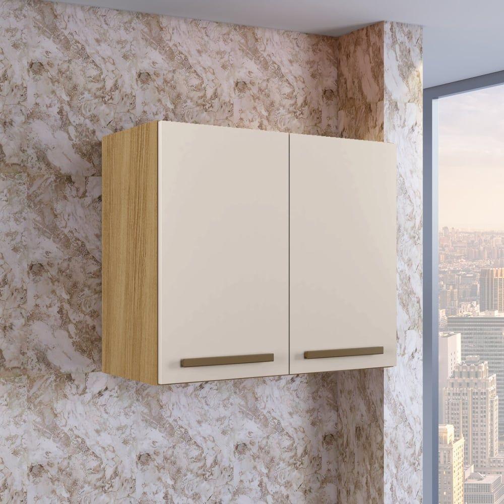 Armário Aéreo Cristal 2 Portas Arte Móveis Cinamomo-off White - 4