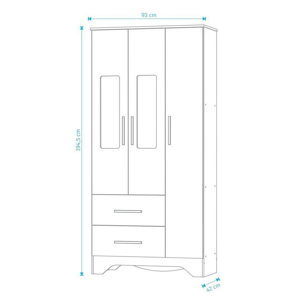Armario Infantil Popy 3 Portas 2 Gavetas - Moveis Peroba Amendoa-branco - 2