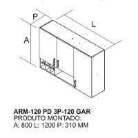 Armário Aéreo Essence 120cm 3 Portas Com Nicho Adega - Itatiaia Fendi-gris - 2