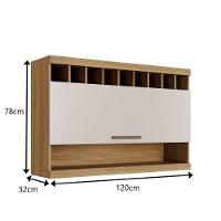 Armário Aereo Opala Com 1 Porta Com Adega Arte Móveis Cinamomo-off White - 2