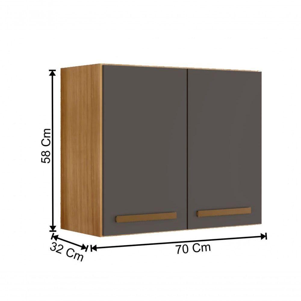 Armário Aéreo Cristal 2 Portas Arte Móveis Cinamomo-grafite - 2