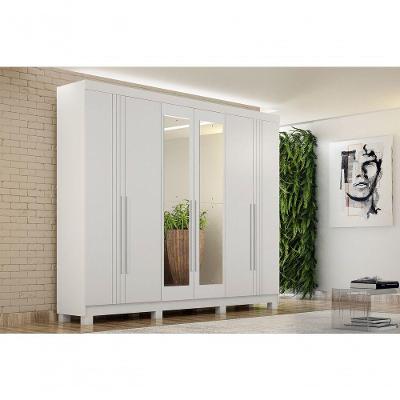 Armario Roupeiro Madri 6 Portas 2 Gavetas C-kit 4 Espelho Madri Com Pes Chf Branco