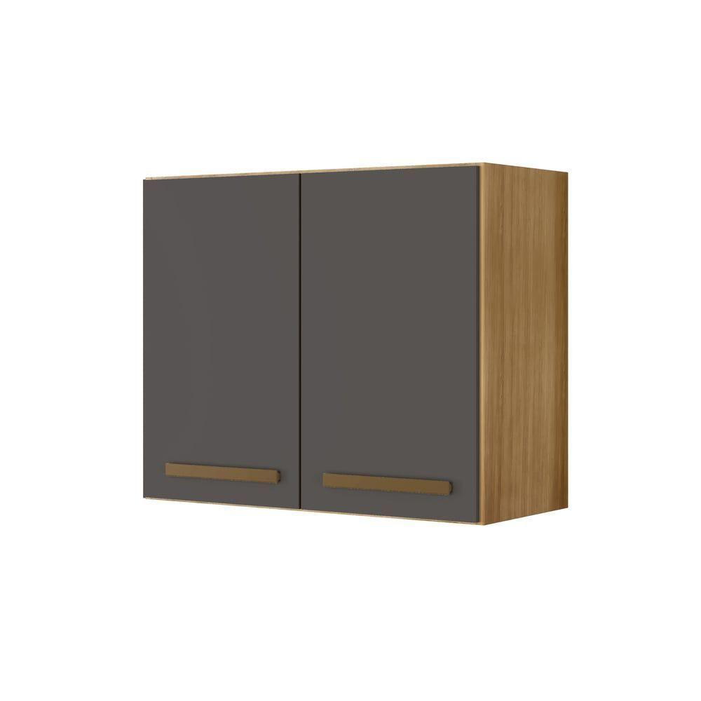 Armário Aéreo Cristal 2 Portas Arte Móveis Cinamomo-grafite - 1