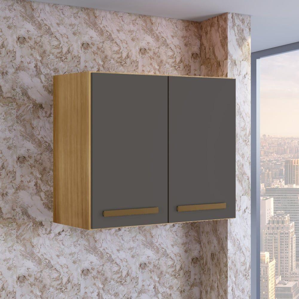 Armário Aéreo Cristal 2 Portas Arte Móveis Cinamomo-grafite - 4