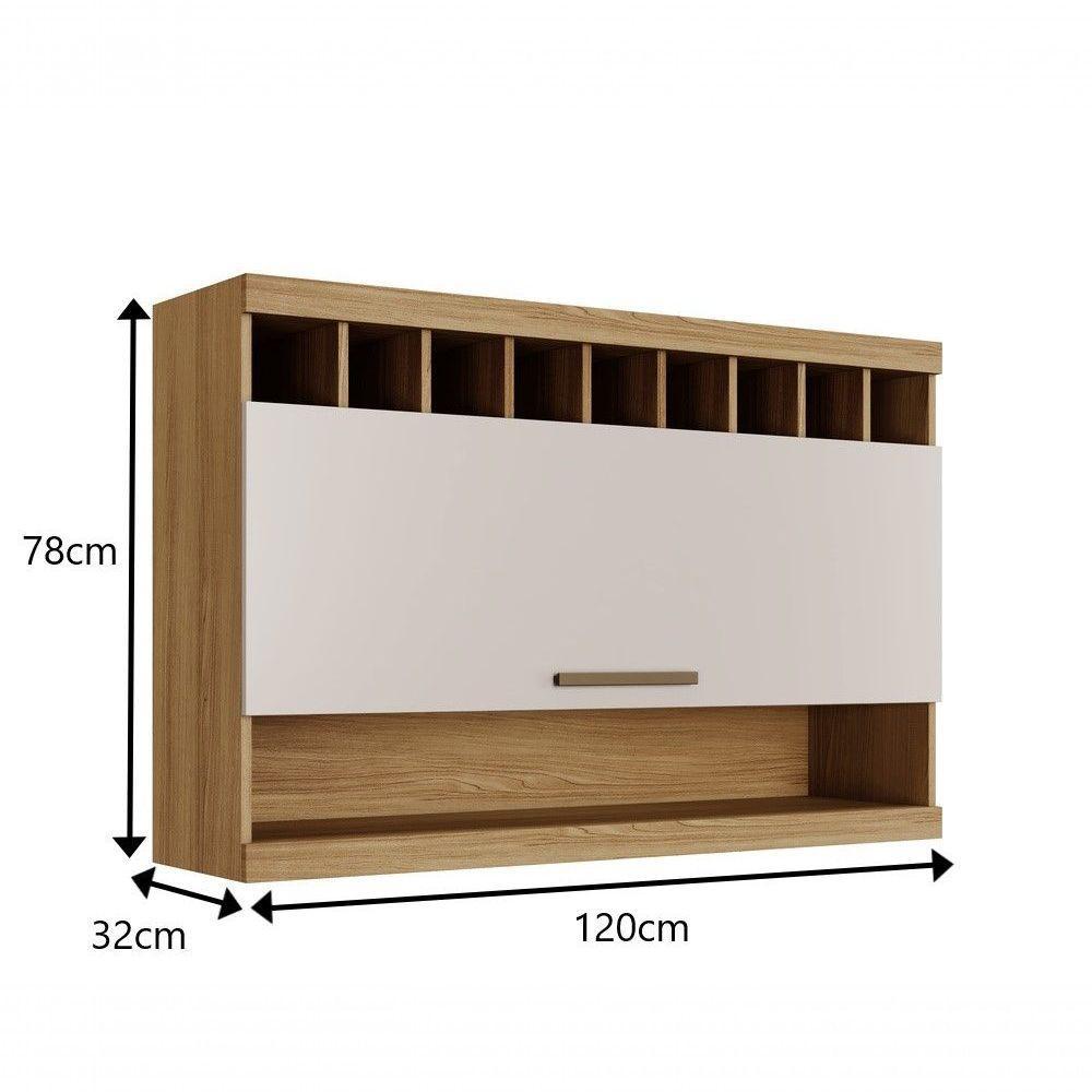 Armário Aereo Opala Com 1 Porta Com Adega Arte Móveis Cinamomo-off White - 2