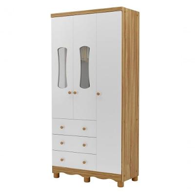 Armario Infatil 3 Portas 3 Gavetas Luna - Moveis Peroba Amendoa-branco