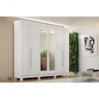 Armario Roupeiro Madri 6 Portas 2 Gavetas C-kit 4 Espelho Madri Com Pes Chf Branco - 1