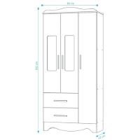 Armario Infantil 3 Portas 2 Gavetas Clara - Moveis Peroba Branco Brilho - 3