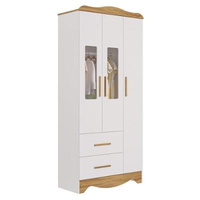 Armario Infantil 3 Portas 2 Gavetas Clara - Moveis Peroba Amendoa-branco