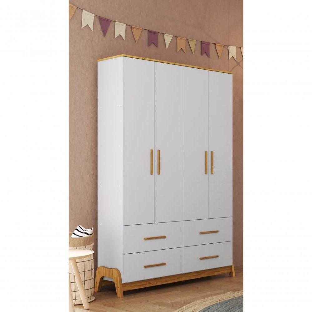 Armario 4 Portas Lisas Guti - Moveis Peroba Amendoa-branco - 2