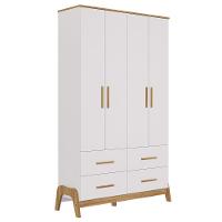 Armario 4 Portas Lisas Guti - Moveis Peroba Amendoa-branco - 1