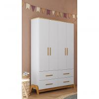 Armario 4 Portas Lisas Guti - Moveis Peroba Amendoa-branco - 2