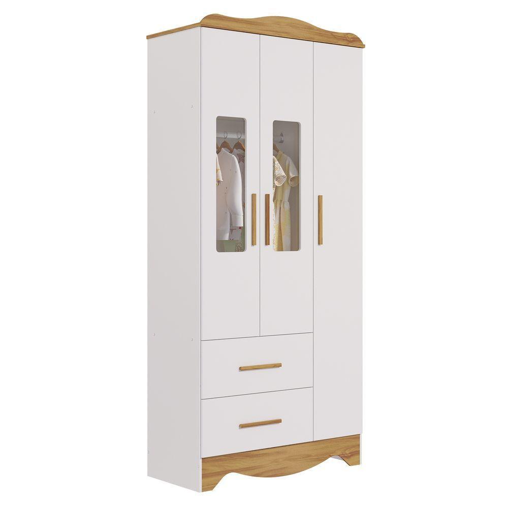 Armario Infantil 3 Portas 2 Gavetas Clara - Moveis Peroba Amendoa-branco - 1