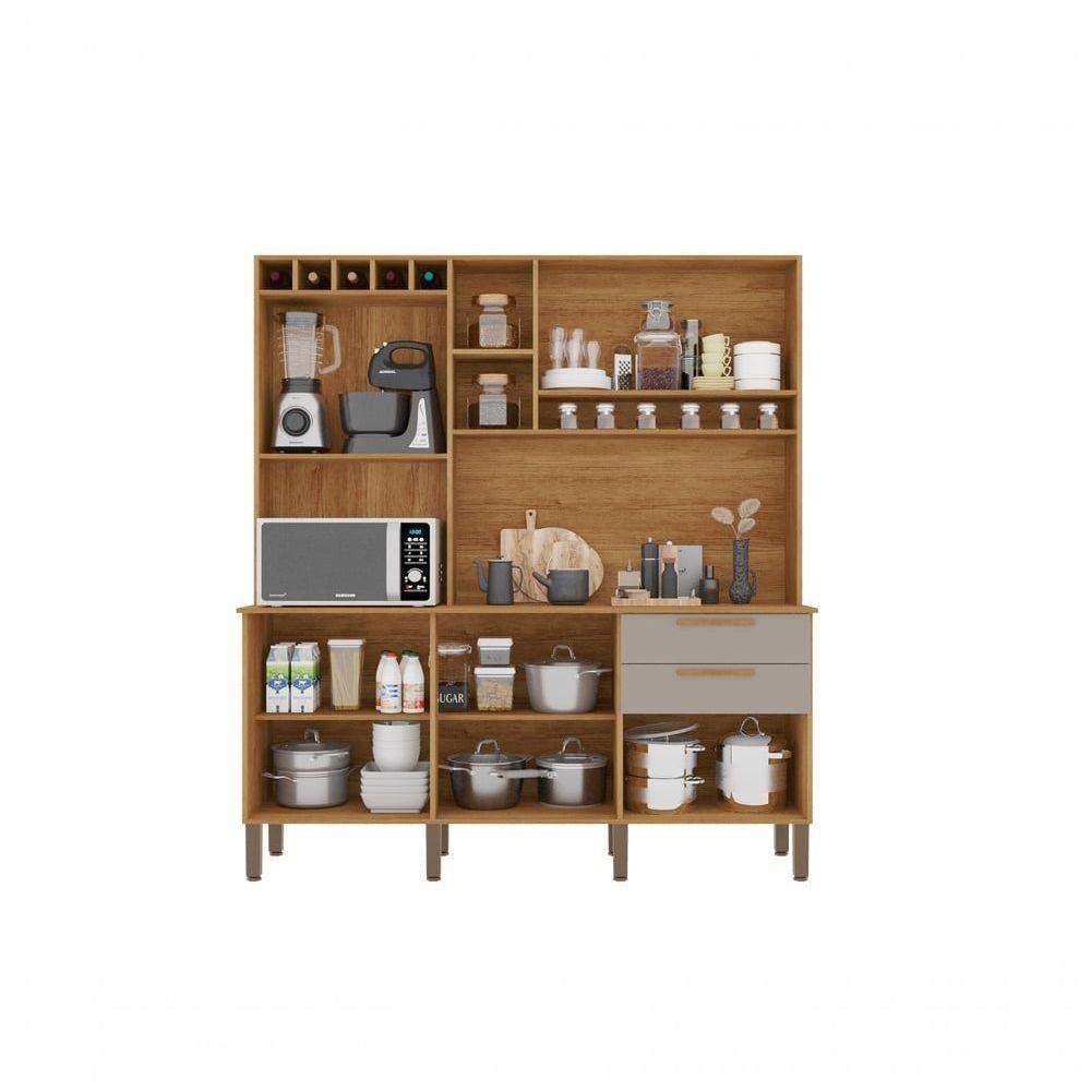 Armário De Cozinha 6 Portas 2 Gavetas New Topázio Salleto Cinamomo/off White - 2