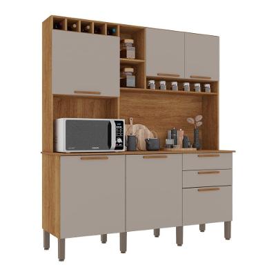 Armário De Cozinha 6 Portas 2 Gavetas New Topázio Salleto Cinamomo/off White