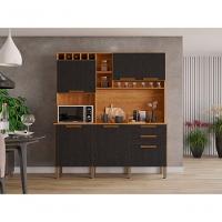 Armário De Cozinha 6 Portas 2 Gavetas New Topázio Salleto Cinamomo/preto - 4