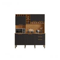 Armário De Cozinha 6 Portas 2 Gavetas New Topázio Salleto Cinamomo-preto - 3