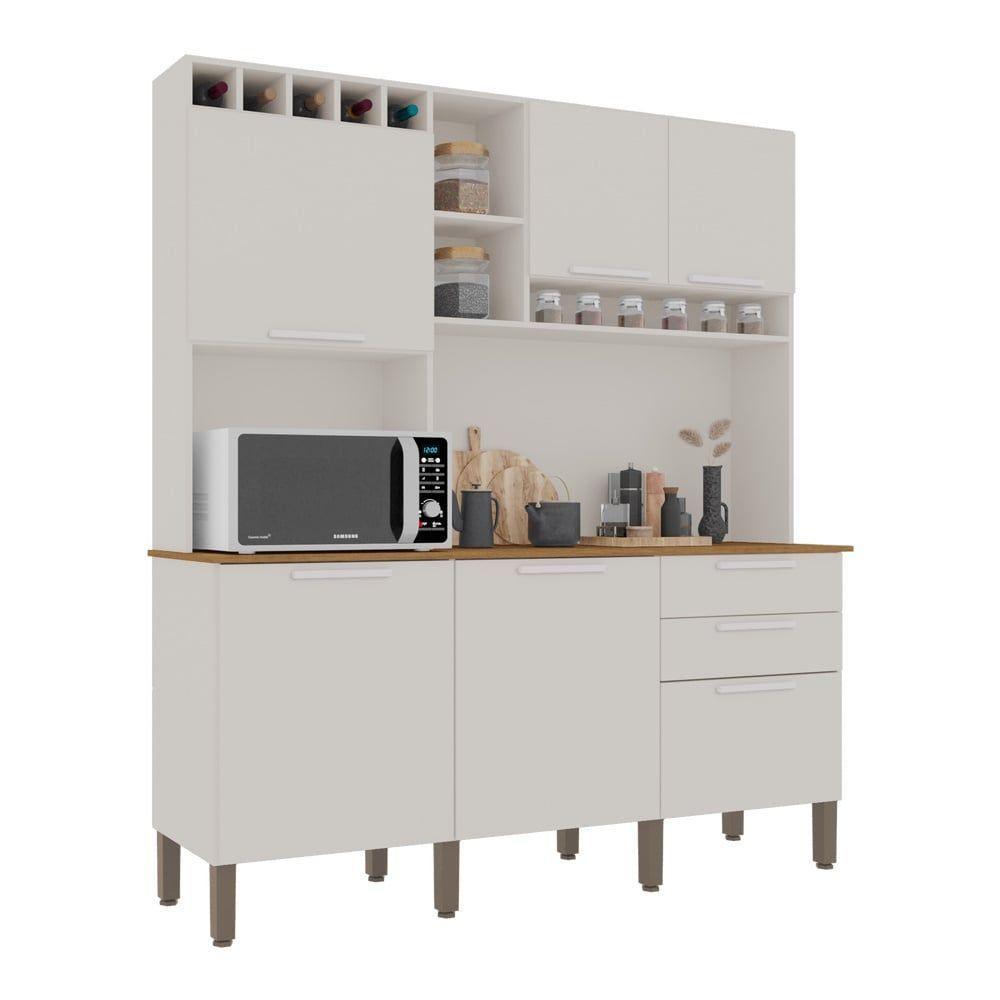 Armário De Cozinha 6 Portas 2 Gavetas New Topázio Salleto Branco - 1