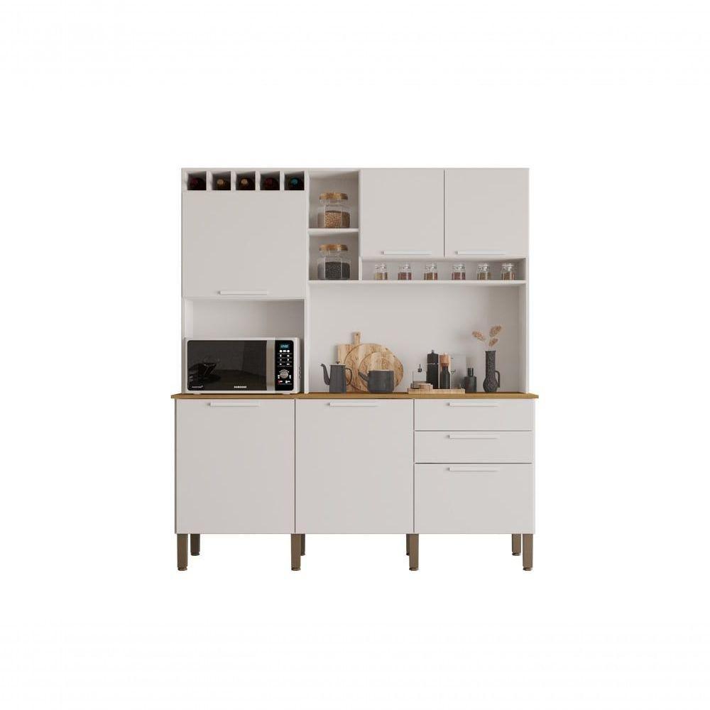 Armário De Cozinha 6 Portas 2 Gavetas New Topázio Salleto Branco - 2