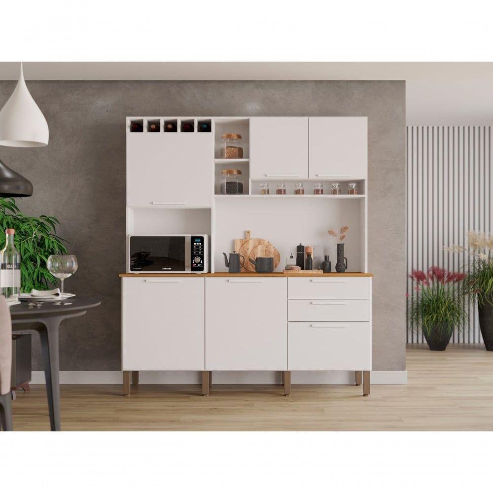 Armário De Cozinha 6 Portas 2 Gavetas New Topázio Salleto Branco - 4