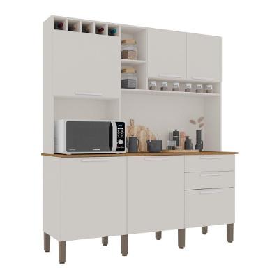 Armário De Cozinha 6 Portas 2 Gavetas New Topázio Salleto Branco