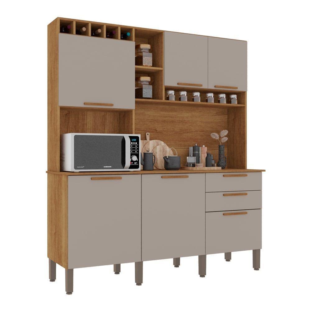 Armário De Cozinha 6 Portas 2 Gavetas New Topázio Salleto Cinamomo-off White - 1