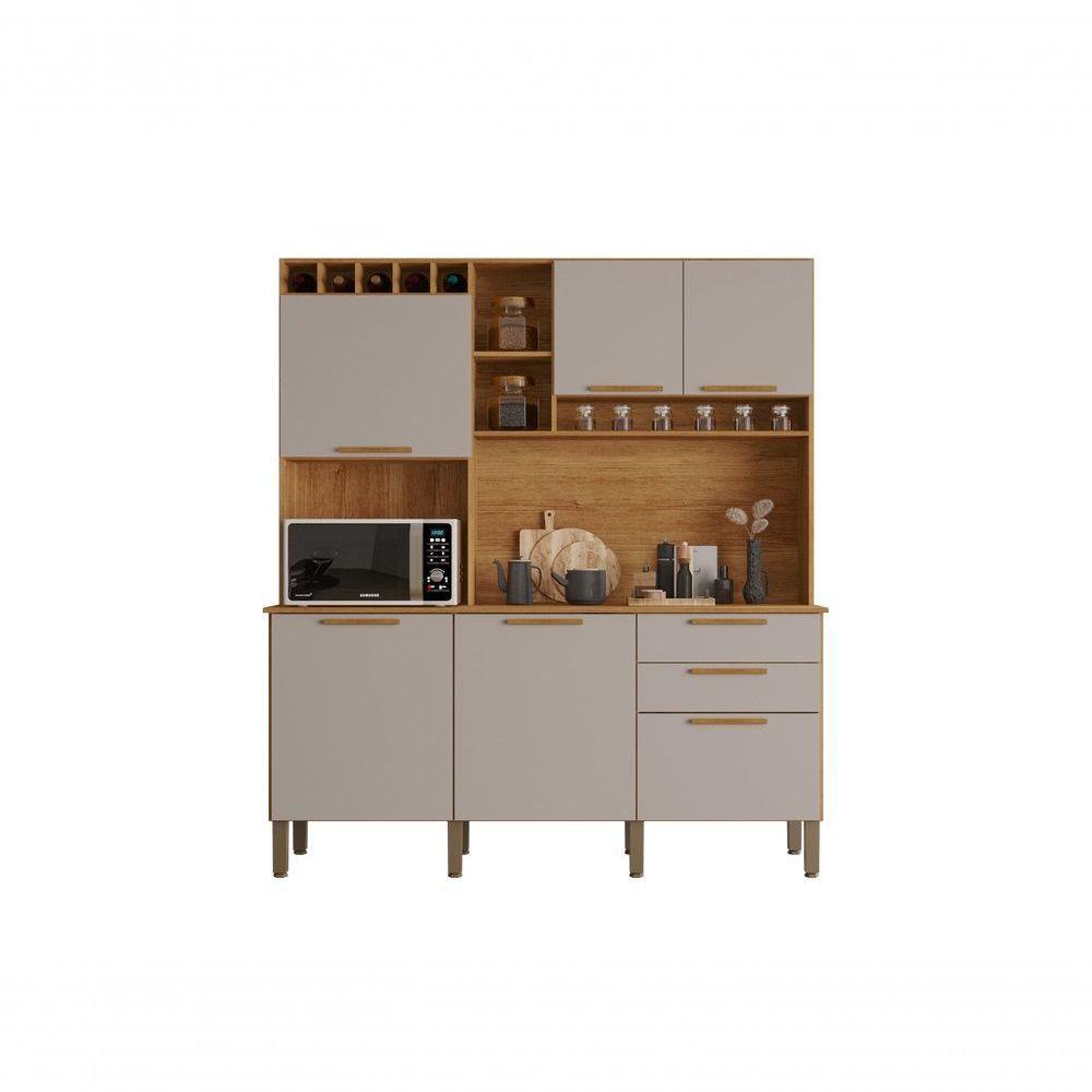 Armário De Cozinha 6 Portas 2 Gavetas New Topázio Salleto Cinamomo-off White - 3