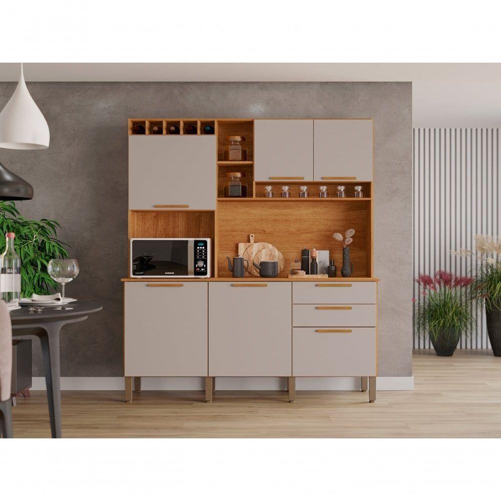 Armário De Cozinha 6 Portas 2 Gavetas New Topázio Salleto Cinamomo-off White - 4