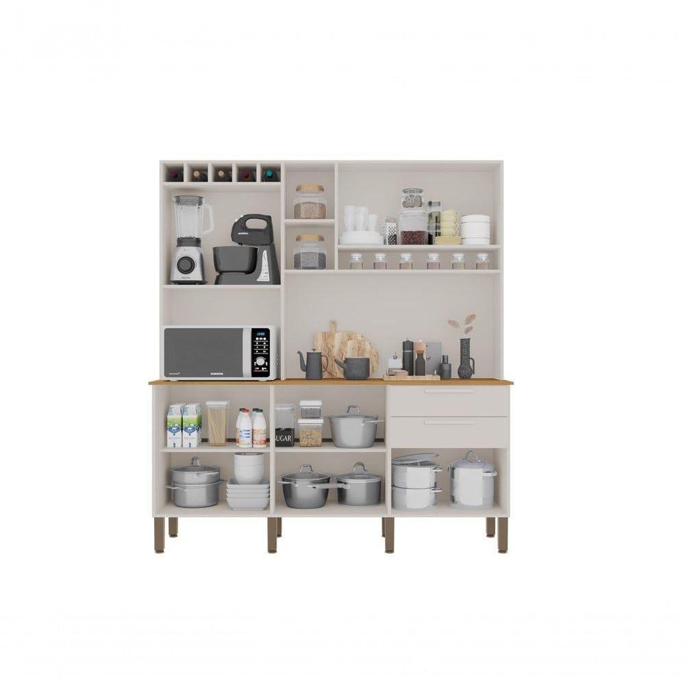 Armário De Cozinha 6 Portas 2 Gavetas New Topázio Salleto Branco - 4