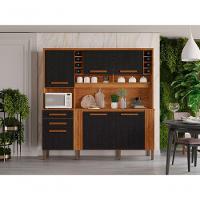 Armário De Cozinha 6 Portas 2 Gavetas Catar Cinamomo-preto - 4