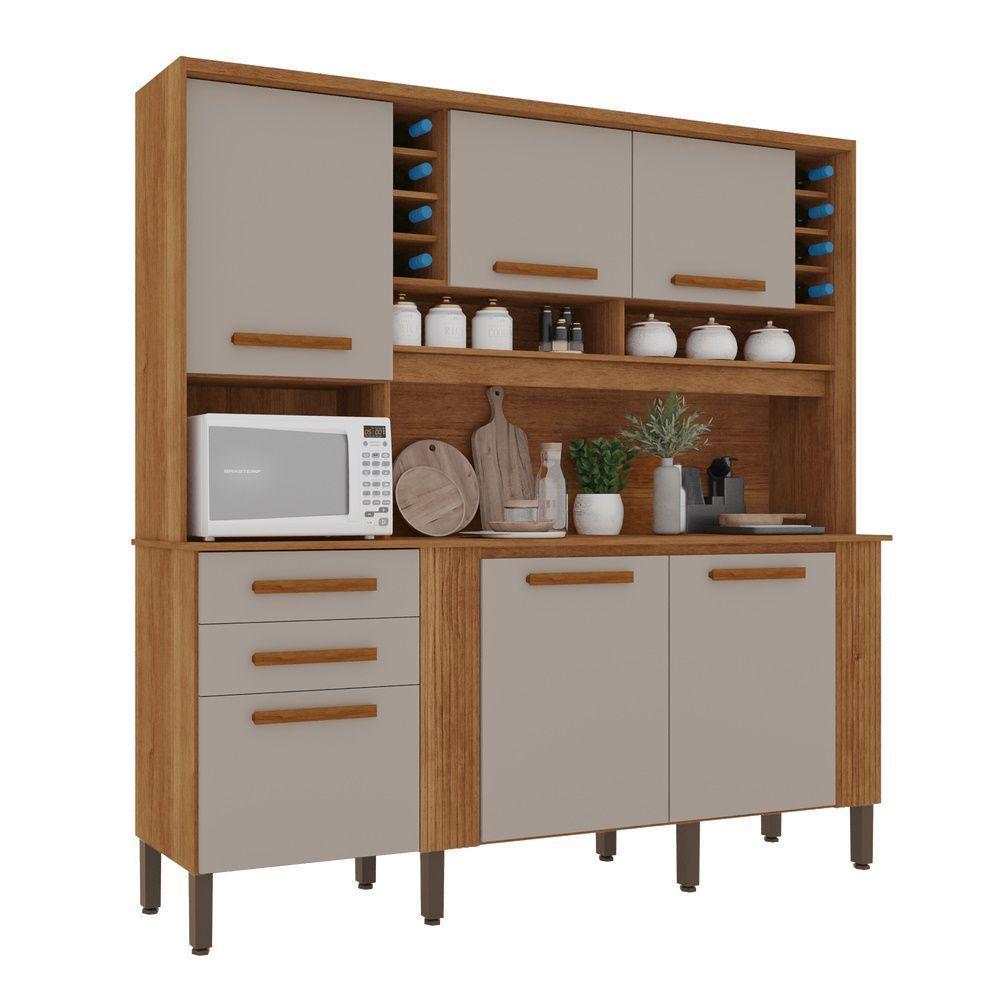 Armário De Cozinha 6 Portas 2 Gavetas Catar Cinamomo-off White - 1