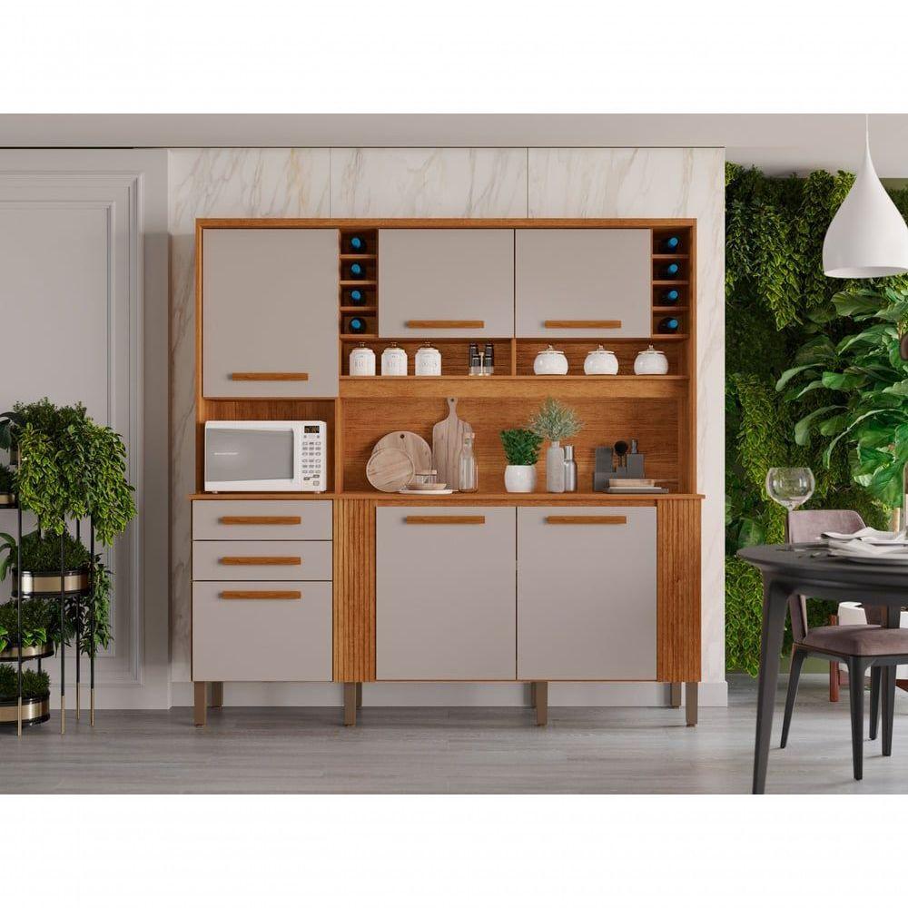 Armário De Cozinha 6 Portas 2 Gavetas Catar Cinamomo-off White - 4