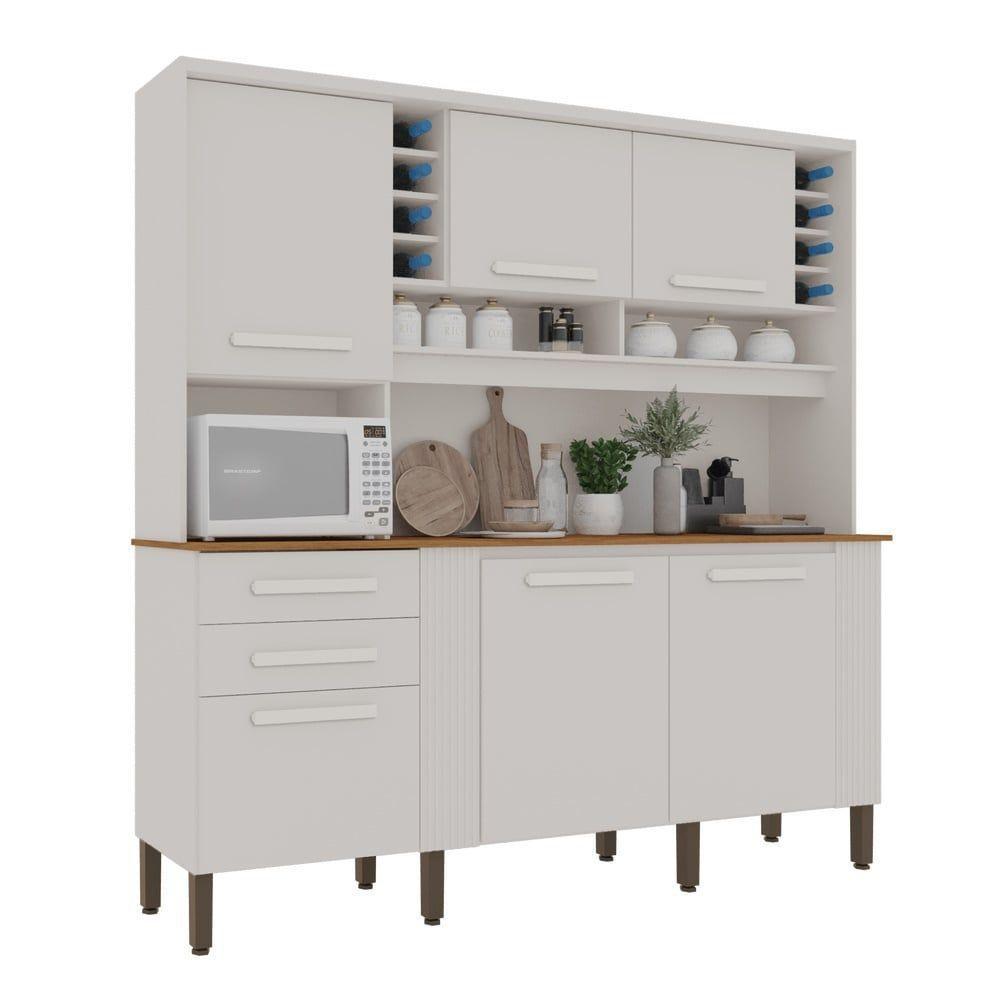 Armário De Cozinha 6 Portas 2 Gavetas Catar Branco - 1