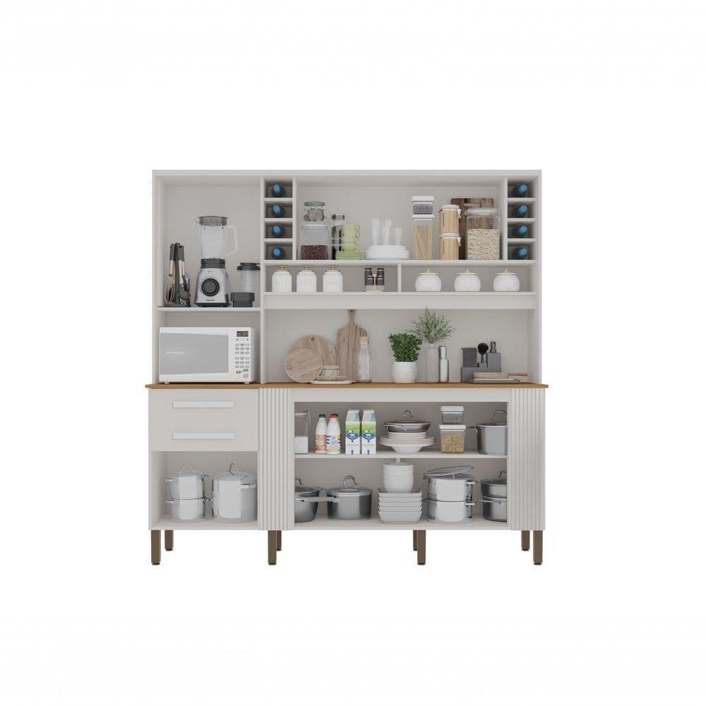 Armário De Cozinha 6 Portas 2 Gavetas Catar Branco - 3