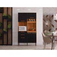 Armário De Cozinha 5 Portas 2 Gavetas Dubai Salleto Cinamomo/preto - 4