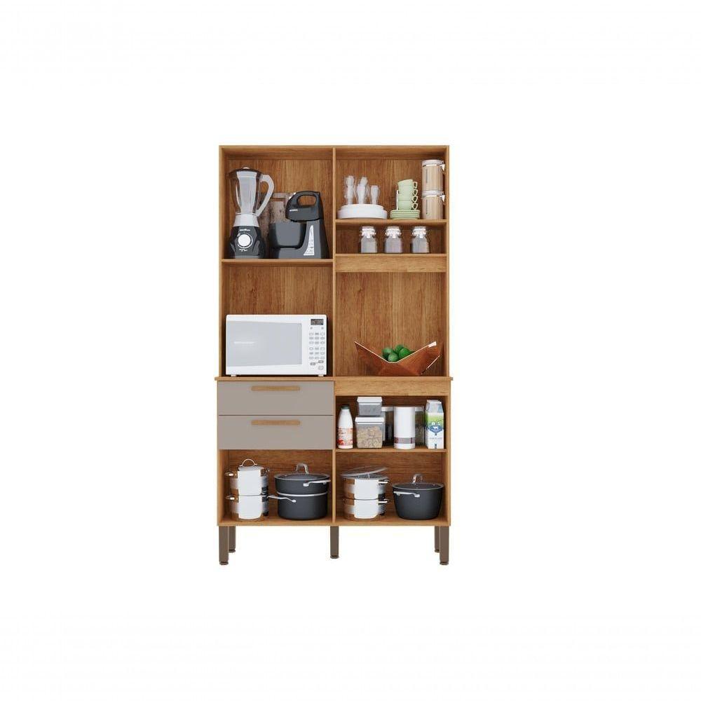 Armário De Cozinha 5 Portas 2 Gavetas Dubai Salleto Cinamomo/off White - 7