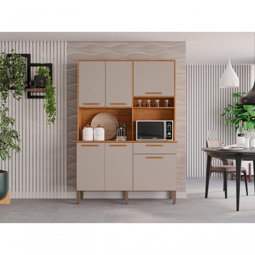 Armário Cozinha New Siena 5 Portas Abrir 1 Porta Basculate 1 Gaveta Salleto Cinamomo/off White - 2