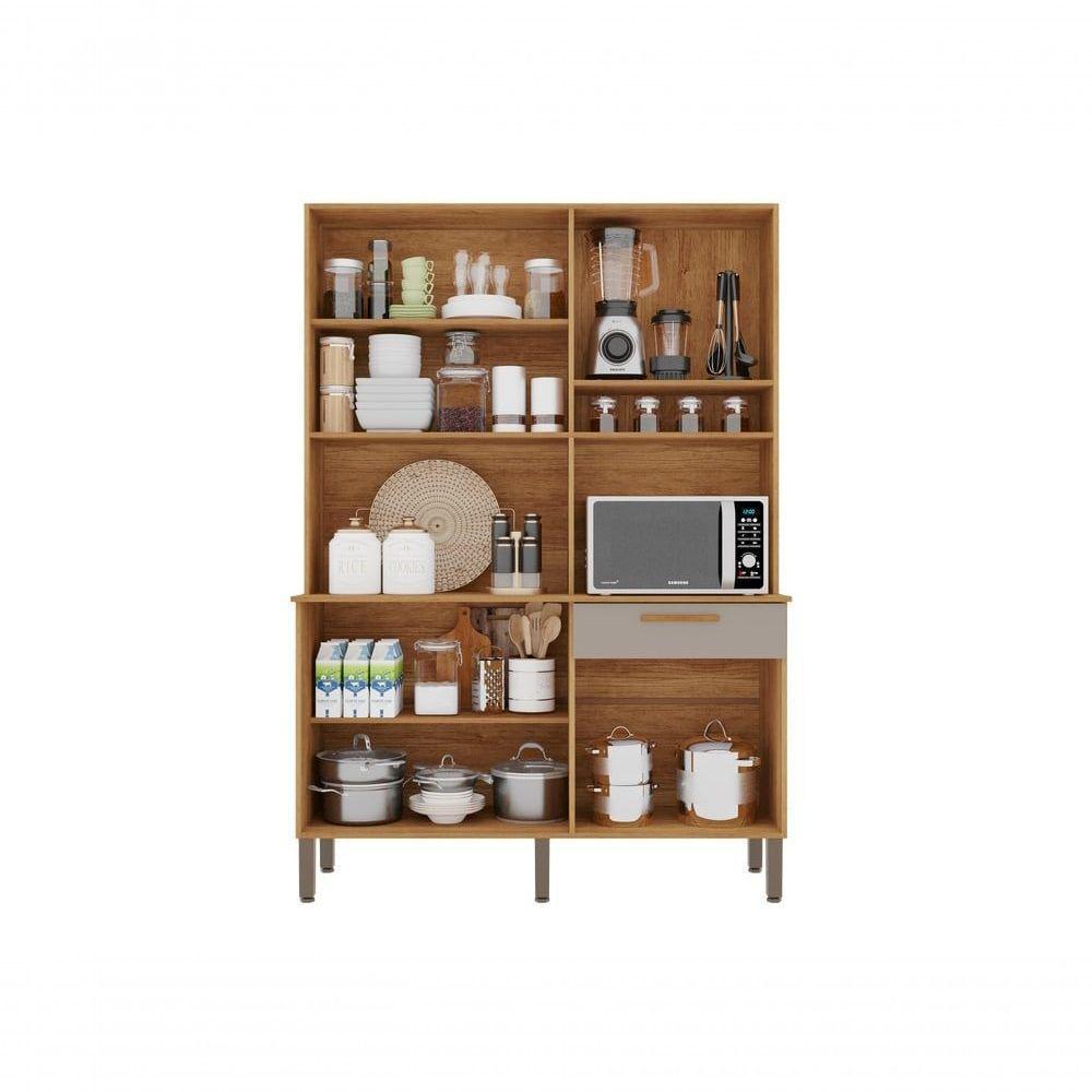 Armário Cozinha New Siena 5 Portas Abrir 1 Porta Basculate 1 Gaveta Salleto Cinamomo/off White - 4